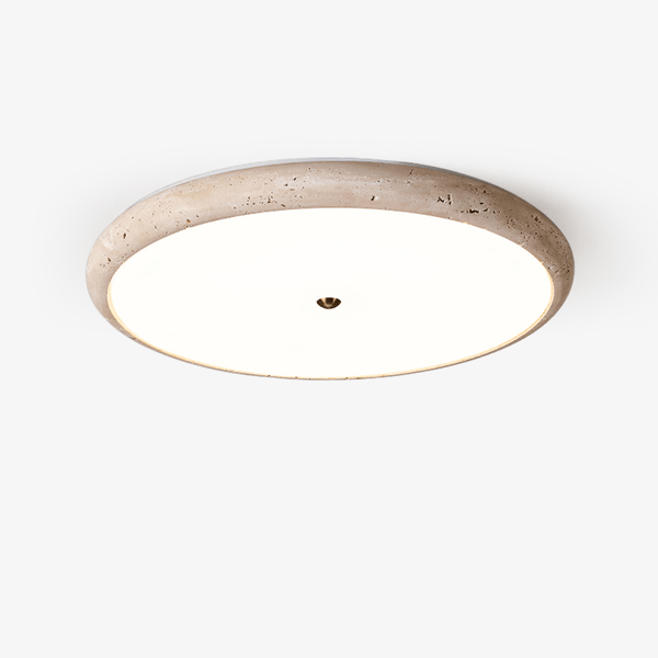 Textured Travertine Disk Ceiling Light