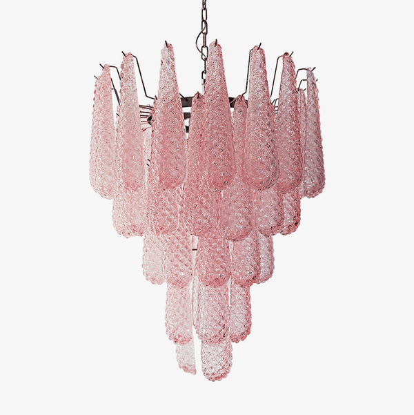 Murano Pink Glass Droplet Chandelier