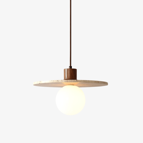 Travertine Disk Globe Pendant Light