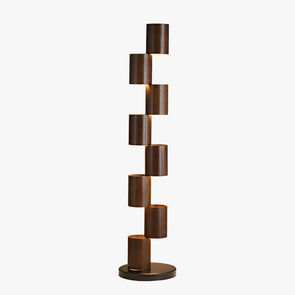 Stacked Wood Tower Floor Lamp