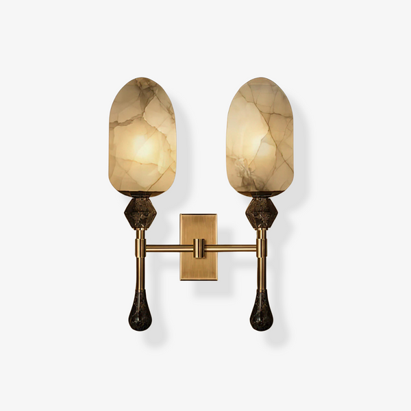 Alabaster Obelisk Double Sconce