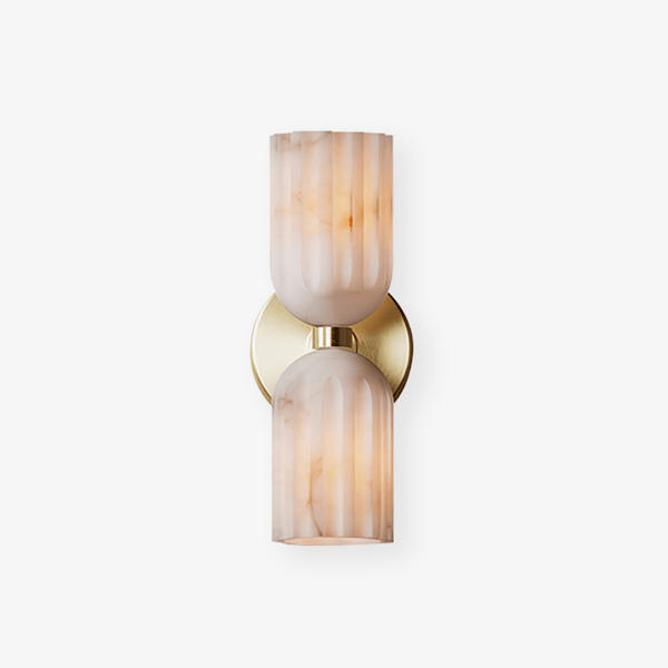 Dual Alabaster Ribbed Wall Sconce