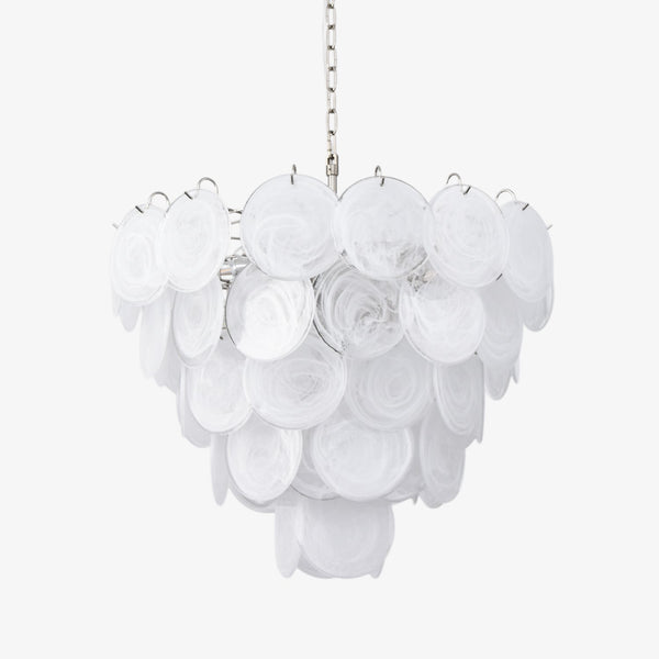 White Murano Disc Chandelier