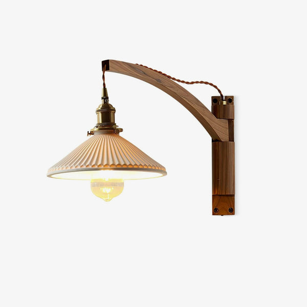 Swing Arm Walnut Wall Light