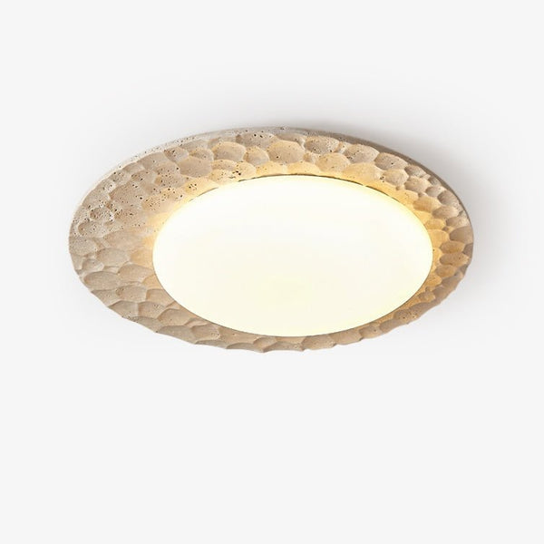 Textured Organic Travertine Ceiling Lamp