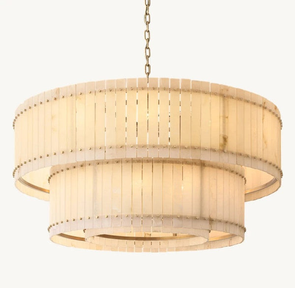 San Marco Alabaster Round 2-Tiered Chandelier