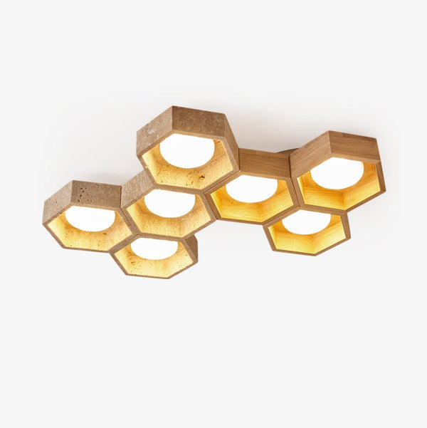 Honeycomb Travertine Ceiling Lamp