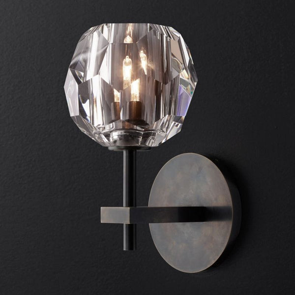 Kristal Clear Glass Short Wall Sconce