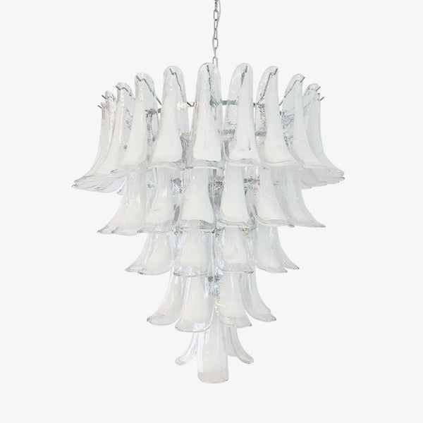 Murano White Glass Petals Chandelier