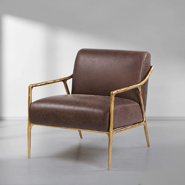 Thades Brown Leather Accent Chair