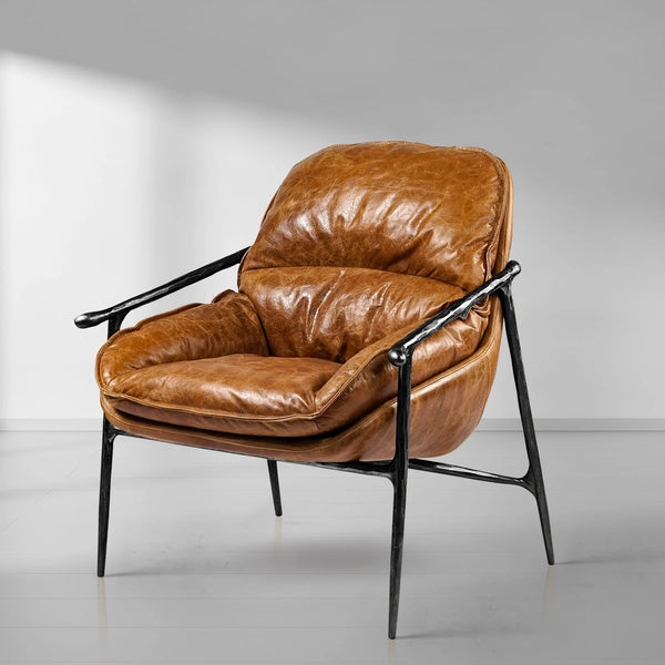 Thades Brown Leather Accent Chairs