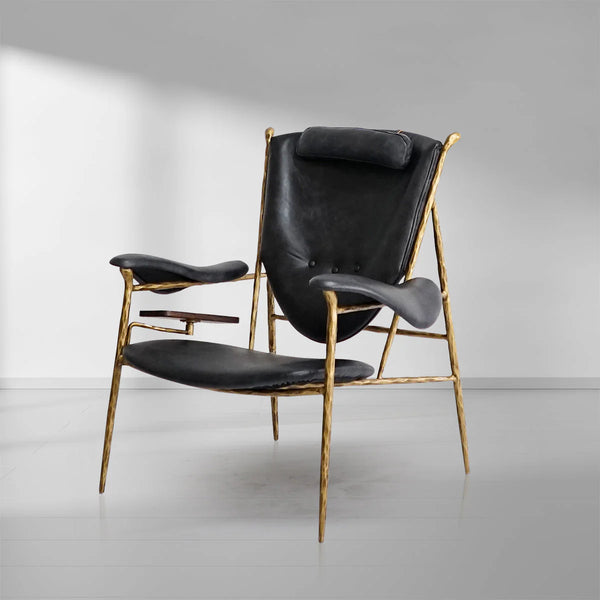 Thades Enamel Wooden Plate Leather Armchair
