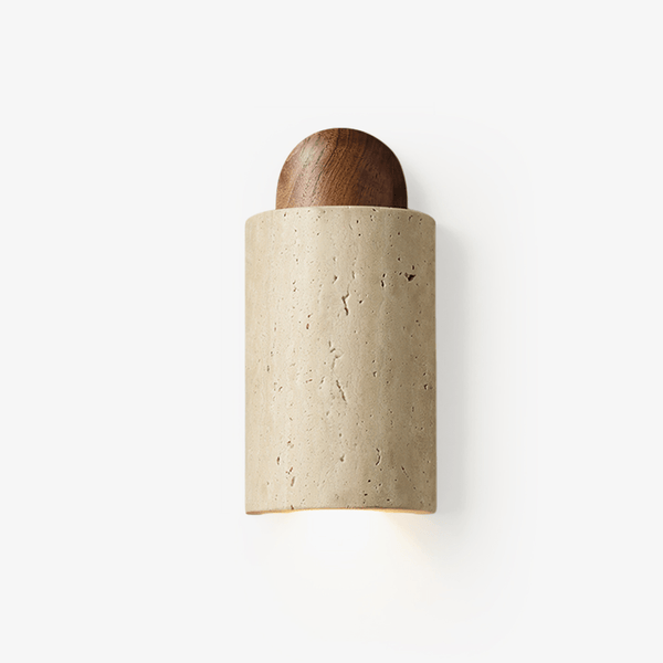 Travertine Cylinder Cap Wall Light