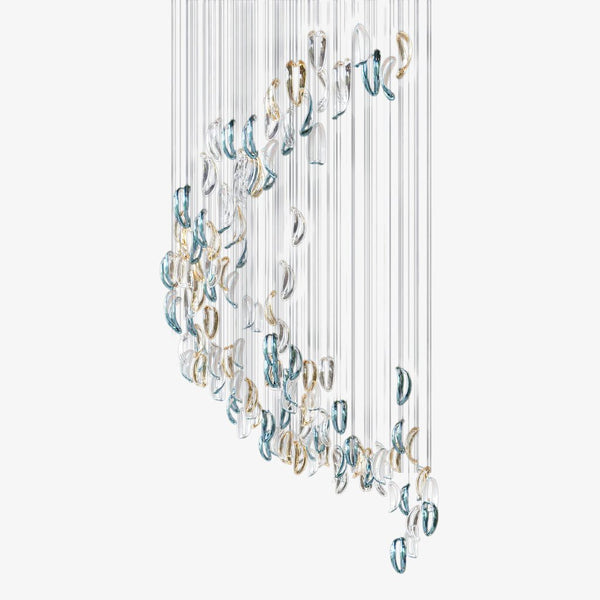 Aqua Ripple Glass Art Customize Chandelier