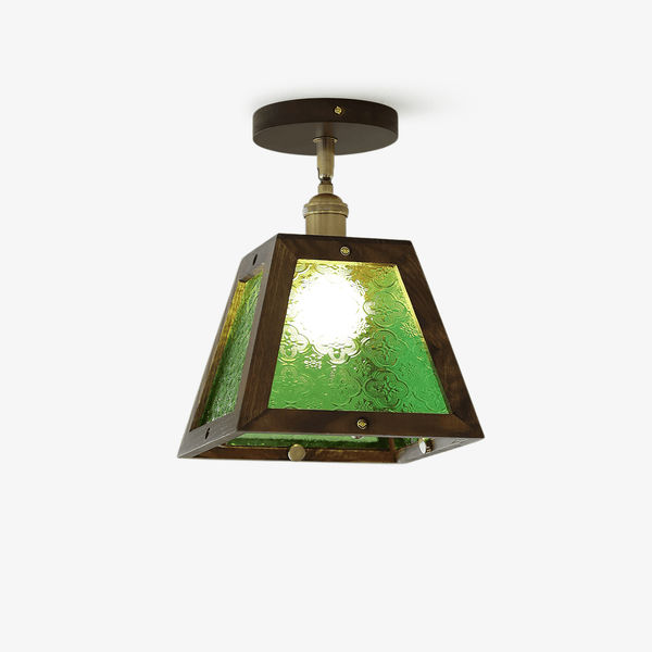 Green Patterned Glass Ceiling Light